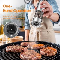 WOWBOX Electric Salt and Pepper Grinder Set 2 PCS, Stainless Steel Automatic Coarseness, Rechargeable Salt and Pepper Shakers, 95 L Large Capacity Multifunctional Pepper Mill, for Kitchen