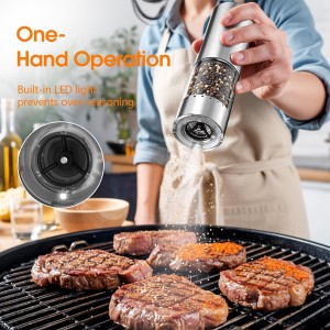 WOWBOX Electric Salt and Pepper Grinder Set 2 PCS, Stainless Steel Automatic Coarseness, Rechargeable Salt and Pepper Shakers, 95 L Large Capacity Multifunctional Pepper Mill, for Kitchen