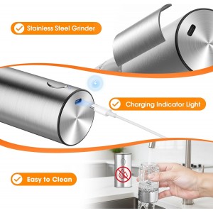 WOWBOX Electric Salt and Pepper Grinder Set 2 PCS, Stainless Steel Automatic Coarseness, Rechargeable Salt and Pepper Shakers, 95 L Large Capacity Multifunctional Pepper Mill, for Kitchen