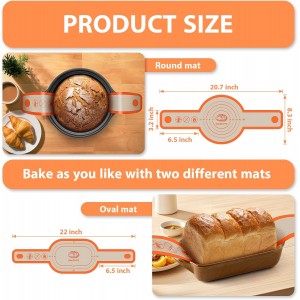 Silicone Bread Sling Oval and Round, 2Pcs Non-Stick Reusable Bread Sling, Sourdough Tools & Dutch Oven Accessories, Orange