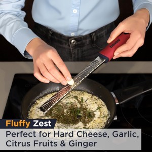 Deiss PRO Citrus Zester & Cheese Grater - Parmesan Cheese Lemon, Ginger, Garlic, Nutmeg, Chocolate, Vegetables, Fruits - Razor-Sharp Stainless Steel Blade, Wide, Dishwasher Safe