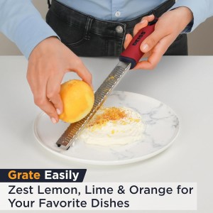 Deiss PRO Citrus Zester & Cheese Grater - Parmesan Cheese Lemon, Ginger, Garlic, Nutmeg, Chocolate, Vegetables, Fruits - Razor-Sharp Stainless Steel Blade, Wide, Dishwasher Safe