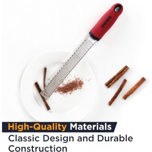 Deiss PRO Citrus Zester & Cheese Grater - Parmesan Cheese Lemon, Ginger, Garlic, Nutmeg, Chocolate, Vegetables, Fruits - Razor-Sharp Stainless Steel Blade, Wide, Dishwasher Safe