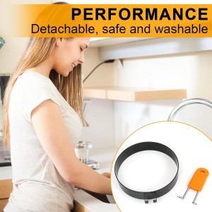 Egg Ring Pancake Ring Set 6 Pcs Stainless Steel Fried Egg Circles Pancake Shapers with Silicone Handle for Griddle Cooking Shaper Indoor Camping Breakfast Omelette Sandwich (4, 6 Inch)