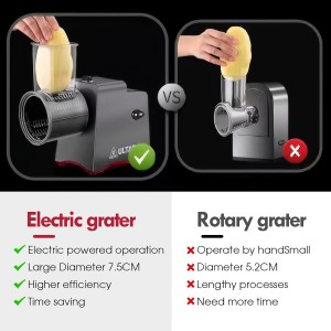 Cheese Grater Electric, Electric Grater 250W for Block Cheese with 7 Different Blades, Electric Cheese Shredder, Electric Salad Maker with Cleaning Brush for Fruits, Vegetables