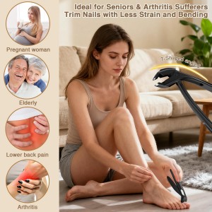 Extended Toenail Clippers for Thick Toenails, Long Handled Nail Clippers for Seniors Angled Head Cutters with Catcher, Ergonomic Wide Jaw Opening,45° Slanted Curved Finger Nail Clippers for Men Women