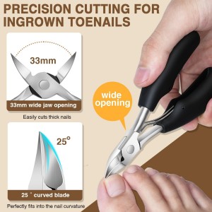 Extended Toenail Clippers for Thick Toenails, Long Handled Nail Clippers for Seniors Angled Head Cutters with Catcher, Ergonomic Wide Jaw Opening,45° Slanted Curved Finger Nail Clippers for Men Women