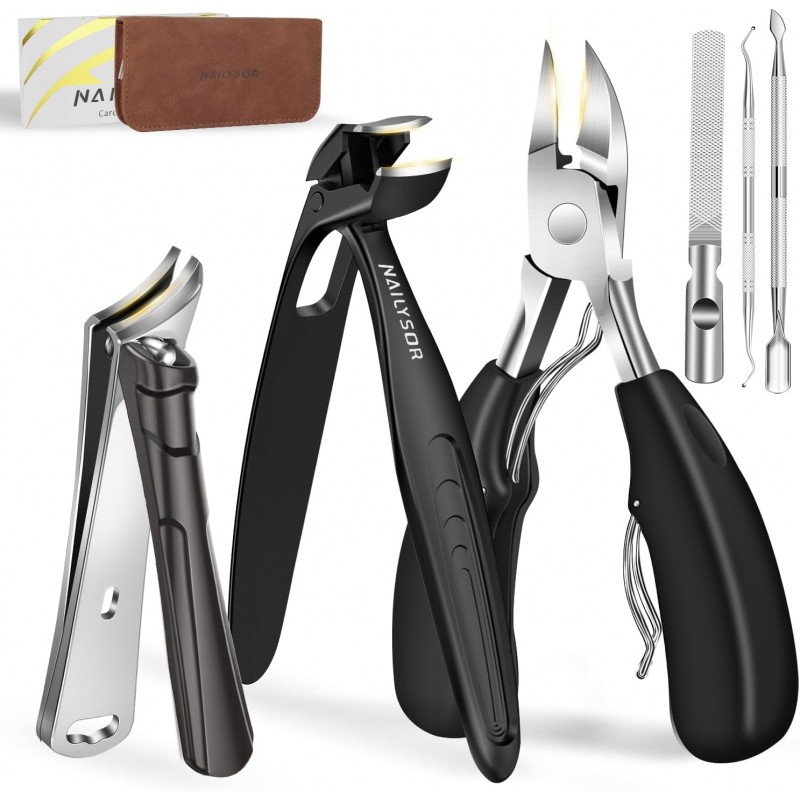 Extended Toenail Clippers for Thick Toenails, Long Handled Nail Clippers for Seniors Angled Head Cutters with Catcher, Ergonomic Wide Jaw Opening,45° Slanted Curved Finger Nail Clippers for Men Women