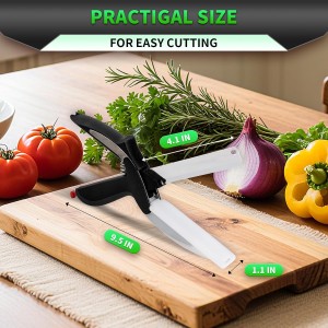 DZ Duozhan Food Cutting Scissors with Built-in Chopping Board - Premium Stainless Steel Kitchen Shears for Vegetables Fruits Meat Poultry - 2-in-1 Multi-Purpose Dishwasher Safe