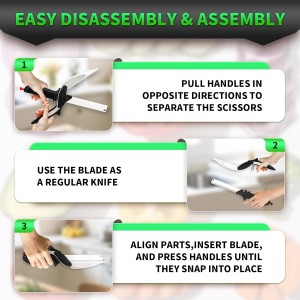 DZ Duozhan Food Cutting Scissors with Built-in Chopping Board - Premium Stainless Steel Kitchen Shears for Vegetables Fruits Meat Poultry - 2-in-1 Multi-Purpose Dishwasher Safe