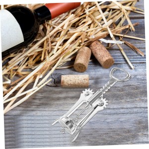 Stainless Corkscrew Wine Bottle Opener Manual Two in and Wine Bottle Opener with Bit and Extended Handle Easy to Use for Parties and Home Use
