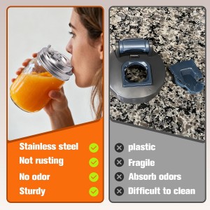 Palksky Mason Jar Drinking Lids,Stainless Steel Wide Mouth Mason Jar Sip Lid accessories,Anticracking Leak Proof Seal Flip Cap Cover Airtight Accessories for Drink,2Pack