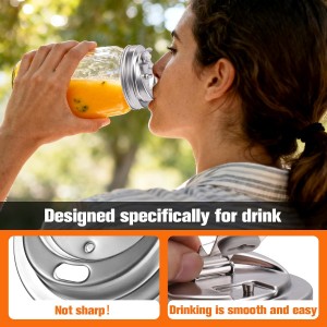 Palksky Mason Jar Drinking Lids,Stainless Steel Wide Mouth Mason Jar Sip Lid accessories,Anticracking Leak Proof Seal Flip Cap Cover Airtight Accessories for Drink,2Pack