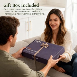 Kikcoin Wood Cutting Boards for Kitchen, 3 PCS Wooden Cutting Board Set with Holder, Chopping Board with Built-In Compartments and Juice Groove, Solid Charcuterie Board Serving Tray Wood Butcher Block