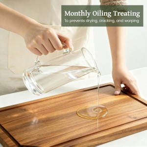 Kikcoin Wood Cutting Boards for Kitchen, 3 PCS Wooden Cutting Board Set with Holder, Chopping Board with Built-In Compartments and Juice Groove, Solid Charcuterie Board Serving Tray Wood Butcher Block