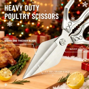 Multifunctional Heavy-Duty Kitchen Shears,Kitchen Shears for Cutting Chicken,Kitchen Scissors for Food, Japanese High-Carbon Steel Culinary Shears,for Chicken,Bone Cutting,Christmas Gifts(Silver)