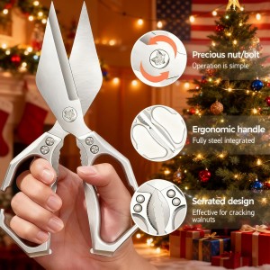 Multifunctional Heavy-Duty Kitchen Shears,Kitchen Shears for Cutting Chicken,Kitchen Scissors for Food, Japanese High-Carbon Steel Culinary Shears,for Chicken,Bone Cutting,Christmas Gifts(Silver)
