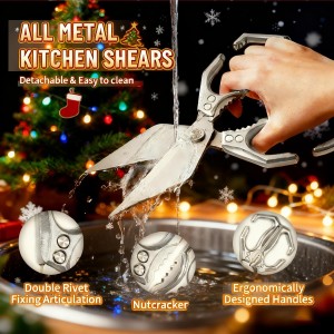 Multifunctional Heavy-Duty Kitchen Shears,Kitchen Shears for Cutting Chicken,Kitchen Scissors for Food, Japanese High-Carbon Steel Culinary Shears,for Chicken,Bone Cutting,Christmas Gifts(Silver)