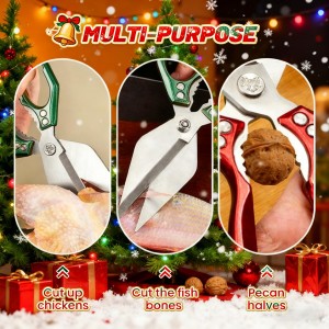 Multifunctional Heavy-Duty Kitchen Shears,Kitchen Shears for Cutting Chicken,Kitchen Scissors for Food, Japanese High-Carbon Steel Culinary Shears,for Chicken,Bone Cutting,Christmas Gifts(Silver)