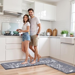 Kitchen Mats for Floor, Kitchen Rugs Sets of 2, Cushioned Anti Fatigue Mats for Kitchen Floor, Non-Slip Kitchen Decor, Water Resistant Kitchen Rug for Home, Kitchen, 17.3