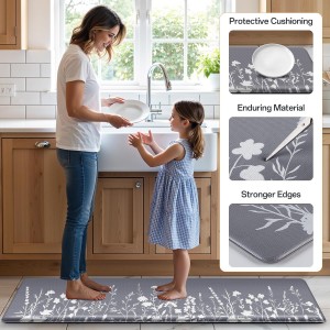 Kitchen Mats for Floor, Kitchen Rugs Sets of 2, Cushioned Anti Fatigue Mats for Kitchen Floor, Non-Slip Kitchen Decor, Water Resistant Kitchen Rug for Home, Kitchen, 17.3