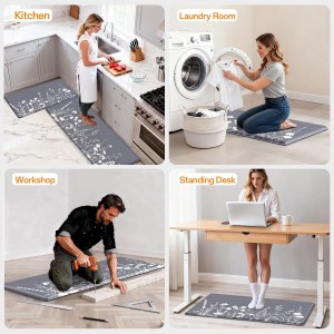 Kitchen Mats for Floor, Kitchen Rugs Sets of 2, Cushioned Anti Fatigue Mats for Kitchen Floor, Non-Slip Kitchen Decor, Water Resistant Kitchen Rug for Home, Kitchen, 17.3
