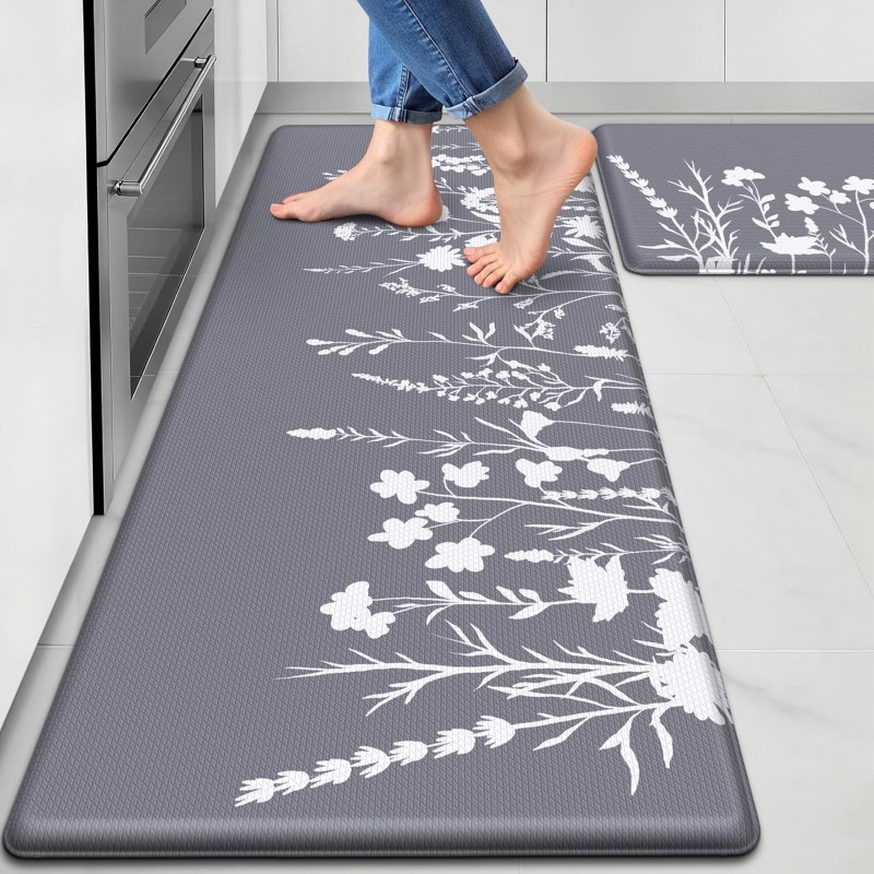 Kitchen Mats for Floor, Kitchen Rugs Sets of 2, Cushioned Anti Fatigue Mats for Kitchen Floor, Non-Slip Kitchen Decor, Water Resistant Kitchen Rug for Home, Kitchen, 17.3
