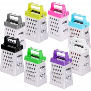 8 Pcs Mini Cheese Grater Professional Box Grater Stainless Steel Garlic Ginger Small Food Shredder Spices Gadget with 4 Sides Safe Zester for Kitchen Cheese Chocolate Vegetable Potatoes