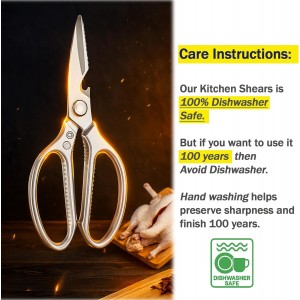 Heavy Duty Kitchen Scissors, Multipurpose Stainless Steel Scissors with Big Handle, Poultry Shears - Silver