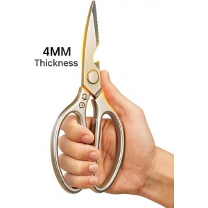 Heavy Duty Kitchen Scissors, Multipurpose Stainless Steel Scissors with Big Handle, Poultry Shears - Silver