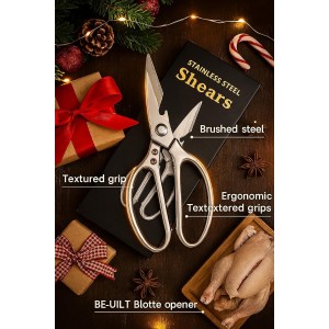 Heavy Duty Kitchen Scissors, Multipurpose Stainless Steel Scissors with Big Handle, Poultry Shears - Silver