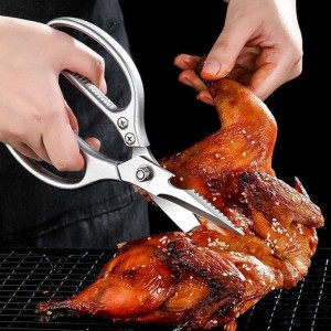 Heavy Duty Kitchen Scissors, Multipurpose Stainless Steel Scissors with Big Handle, Poultry Shears - Silver