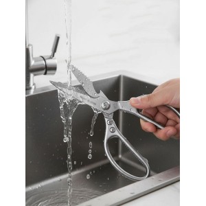 Heavy Duty Kitchen Scissors, Multipurpose Stainless Steel Scissors with Big Handle, Poultry Shears - Silver