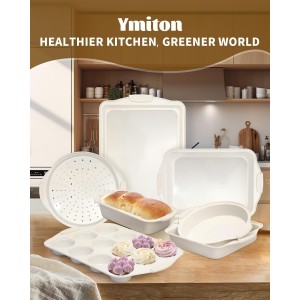 Baking Pans Set with Silicone Handles, 34 PCS Nonstick Bakeware Sets, Oven Pan Set Includes Baking Tray, Cookie Sheet, Cake Pans, Loaf Pan, Muffin Pan, Pizza Pan