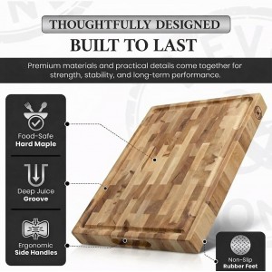 Maple End-Grain Cutting Board – Made in USA – 17” x 13” x 1.75” Thick Butcher Block – Juice Groove, Non-Slip Feet – Food-Safe Mineral Oil Finish – Premium Gift Box