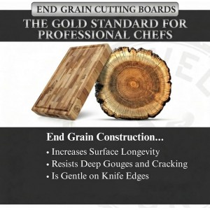 Maple End-Grain Cutting Board – Made in USA – 17” x 13” x 1.75” Thick Butcher Block – Juice Groove, Non-Slip Feet – Food-Safe Mineral Oil Finish – Premium Gift Box