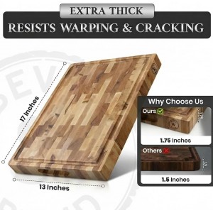 Maple End-Grain Cutting Board – Made in USA – 17” x 13” x 1.75” Thick Butcher Block – Juice Groove, Non-Slip Feet – Food-Safe Mineral Oil Finish – Premium Gift Box