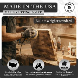 Maple End-Grain Cutting Board – Made in USA – 17” x 13” x 1.75” Thick Butcher Block – Juice Groove, Non-Slip Feet – Food-Safe Mineral Oil Finish – Premium Gift Box
