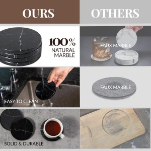 Koville Marble Coaster Set of 4, Round Coasters, 4