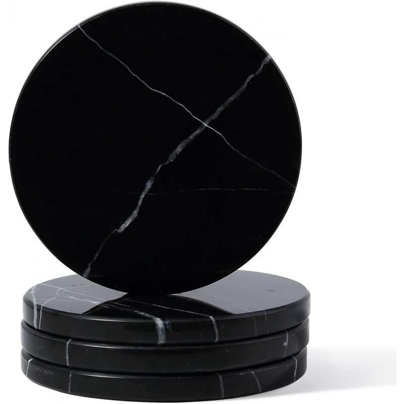 Koville Marble Coaster Set of 4, Round Coasters, 4