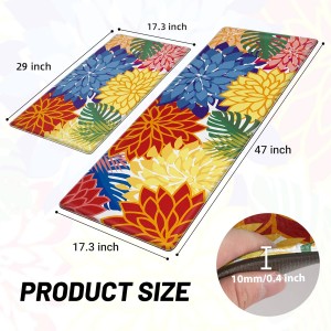 Kitchen Mats for Floor 2PCS Cushioned Anti Fatigue Kitchen Mats Waterproof Non Slip Kitchen Mat Rug Set Comfort Foam Standing Mat for Sink, Laundry, Office,17.3