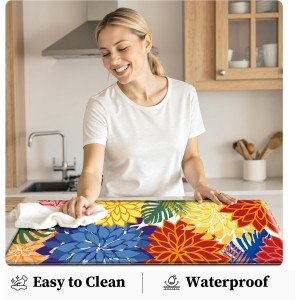 Kitchen Mats for Floor 2PCS Cushioned Anti Fatigue Kitchen Mats Waterproof Non Slip Kitchen Mat Rug Set Comfort Foam Standing Mat for Sink, Laundry, Office,17.3