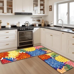 Kitchen Mats for Floor 2PCS Cushioned Anti Fatigue Kitchen Mats Waterproof Non Slip Kitchen Mat Rug Set Comfort Foam Standing Mat for Sink, Laundry, Office,17.3