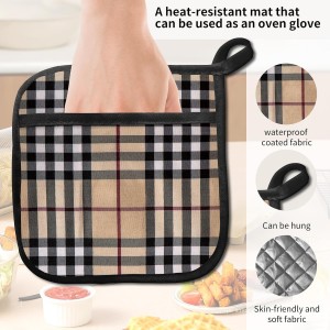2 Pack Pot Holders for Kitchen Clearance, Cute Hot Pads, Funny Oven Pot Holders, Potholders Sets for Kitchen Heat Resistant Luxury Brown Plaid