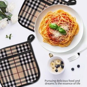 2 Pack Pot Holders for Kitchen Clearance, Cute Hot Pads, Funny Oven Pot Holders, Potholders Sets for Kitchen Heat Resistant Luxury Brown Plaid