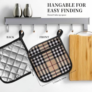 2 Pack Pot Holders for Kitchen Clearance, Cute Hot Pads, Funny Oven Pot Holders, Potholders Sets for Kitchen Heat Resistant Luxury Brown Plaid