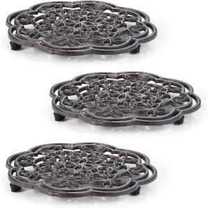 3 Pack Cast Iron Trivet, 7.7 Inch Round ...