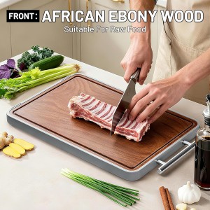 Titanium Cutting Boards For Kitchen,Ebony Wood Cutting Board,Double Sided Metal Chopping Board With Handle And Juice Groove, Idea Kitchen Appliances For Meat And Charcuterie