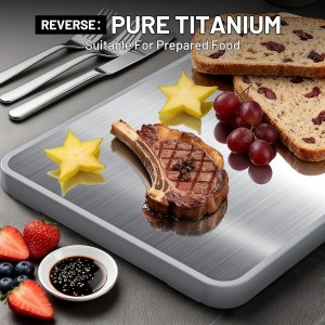 Titanium Cutting Boards For Kitchen,Ebony Wood Cutting Board,Double Sided Metal Chopping Board With Handle And Juice Groove, Idea Kitchen Appliances For Meat And Charcuterie