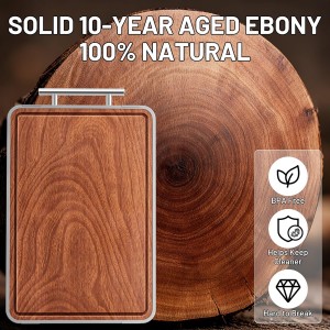 Titanium Cutting Boards For Kitchen,Ebony Wood Cutting Board,Double Sided Metal Chopping Board With Handle And Juice Groove, Idea Kitchen Appliances For Meat And Charcuterie